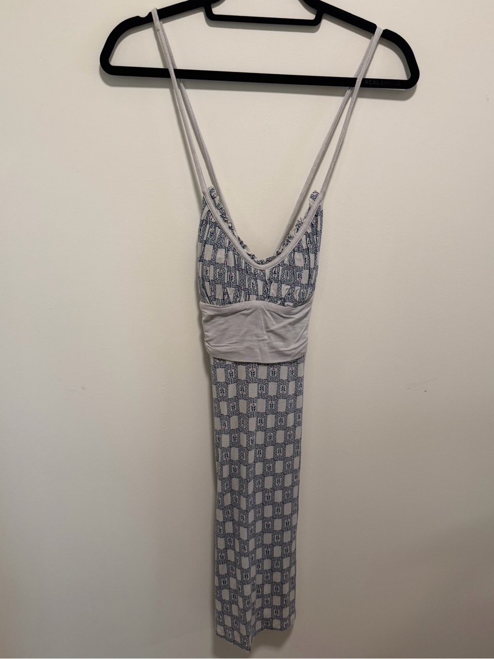 Light Blue Patterned Strappy Dress - Size XS